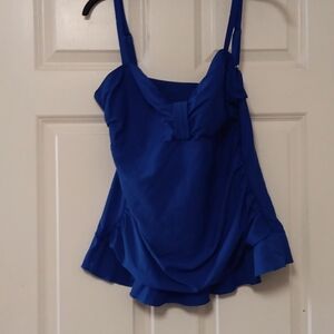 Hilor Women's 50's Retro Ruched Tankini Swimsuit Top - Blue Top only Size 18